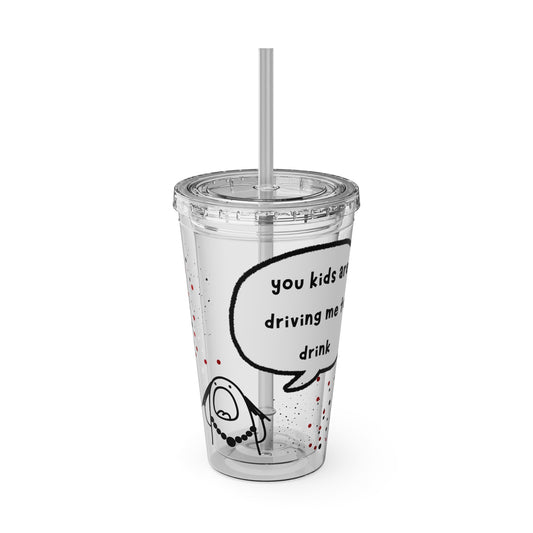 Funny Sunsplash Tumbler | 16oz Travel Cup for Moms | Humor Gift | Straw Included | Perfect for Daily Use or Parties