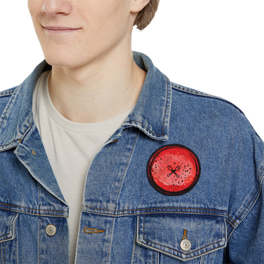 Wooden Cross Spoons and Blood Splatter Iron-On Patch, Fun Denim Jacket Accent, Gift for Mom, Unique Sewing Accessory, Custom Patch for Personalization