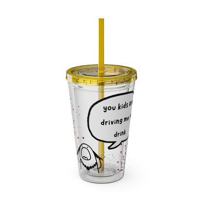 Funny Sunsplash Tumbler | 16oz Travel Cup for Moms | Humor Gift | Straw Included | Perfect for Daily Use or Parties