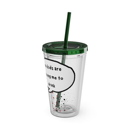 Funny Sunsplash Tumbler | 16oz Travel Cup for Moms | Humor Gift | Straw Included | Perfect for Daily Use or Parties