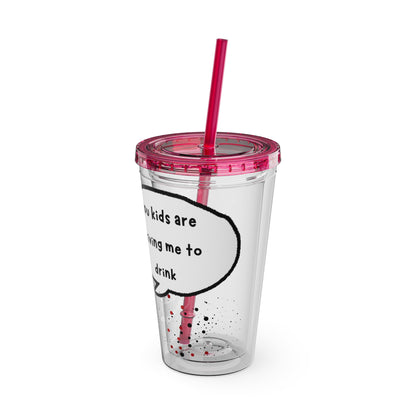 Funny Sunsplash Tumbler | 16oz Travel Cup for Moms | Humor Gift | Straw Included | Perfect for Daily Use or Parties