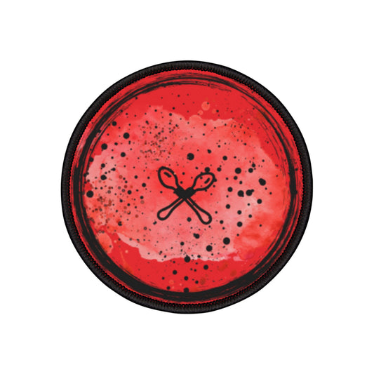 Wooden Cross Spoons and Blood Splatter Iron-On Patch, Fun Denim Jacket Accent, Gift for Mom, Unique Sewing Accessory, Custom Patch for Personalization